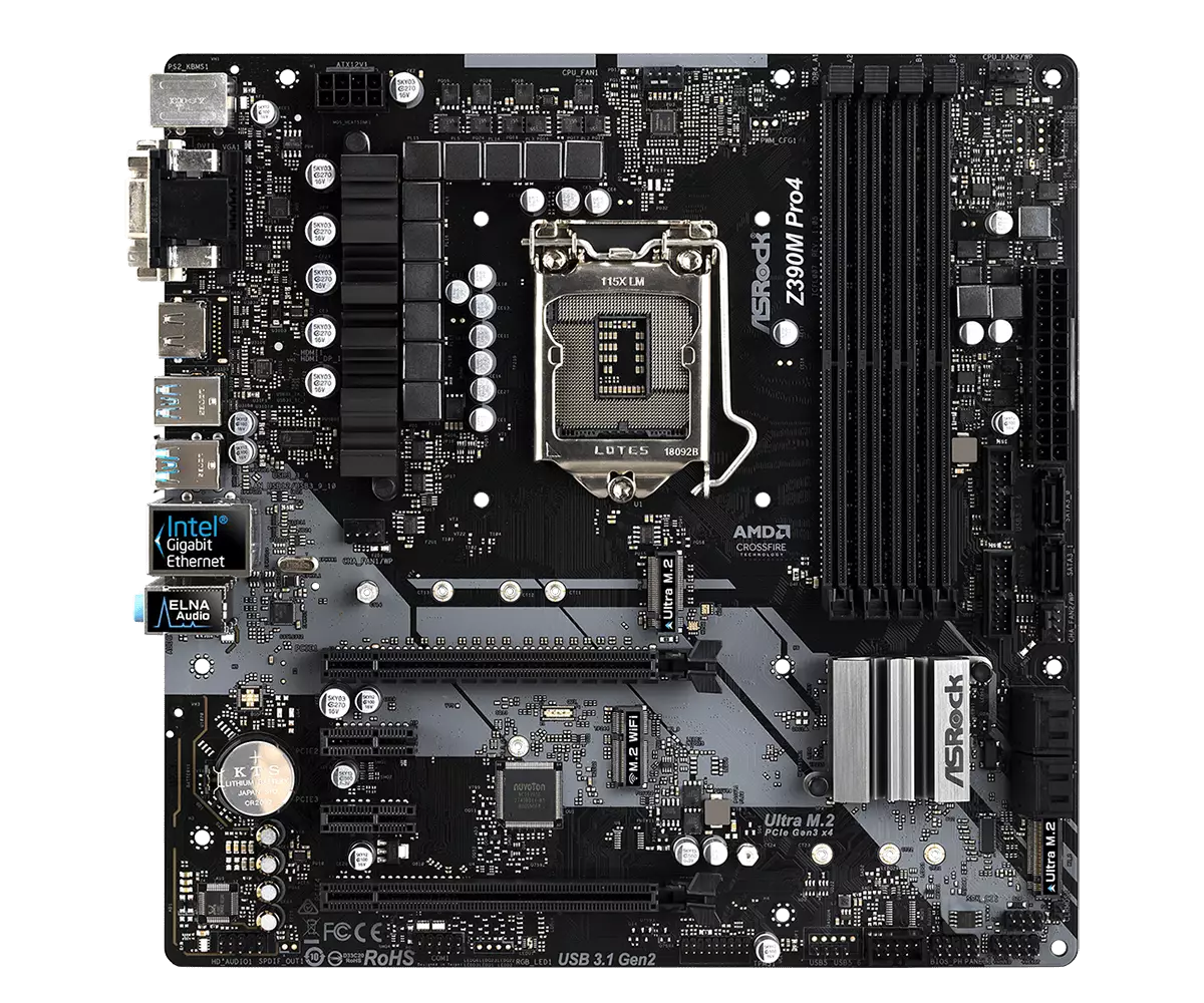 ASRock Z390M Pro4 9th Gen Micro ATX Motherboard - 1