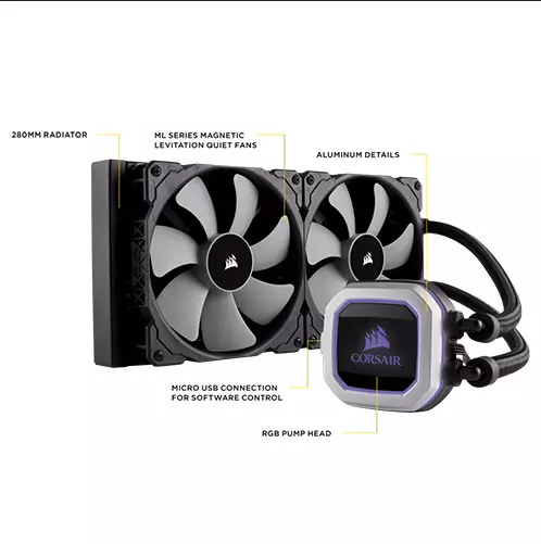 Corsair Hydro Series H115i Pro RGB 280mm All in One Liquid CPU Cooler - 1