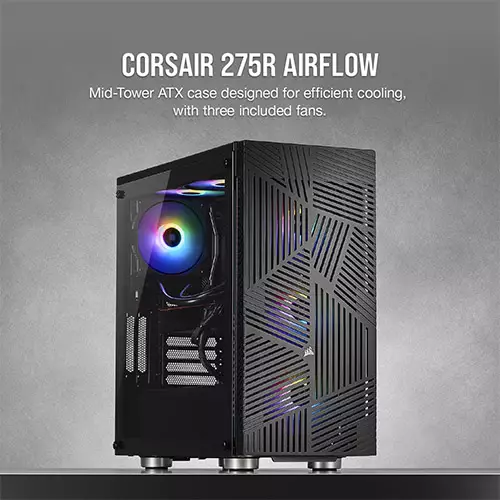 CORSAIR 275R Airflow Tempered Glass Mid-Tower Gaming Case — black - 1