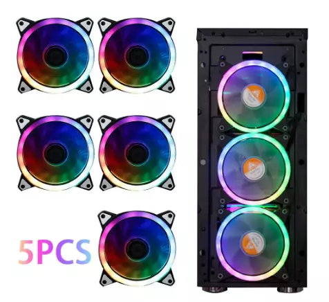 HXHF RGB 5 in 1 120mm Case Cooling Fan Pack - 2