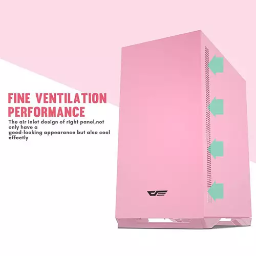 Aigo DarkFlash DLM22 Mini Tower Tempered Glass Micro-ATX Case (Pink)