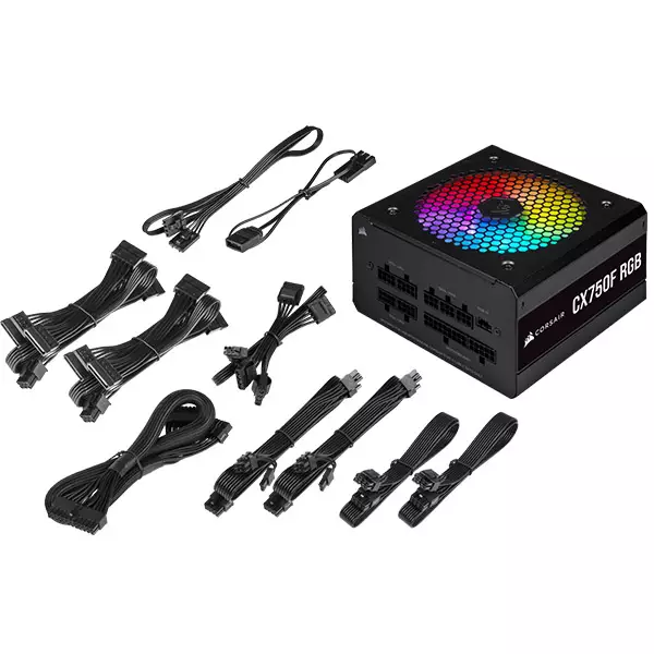 Corsair CX750F RGB 750 Watt 80 Plus Bronze Certified Fully Modular RGB Power Supply - 5