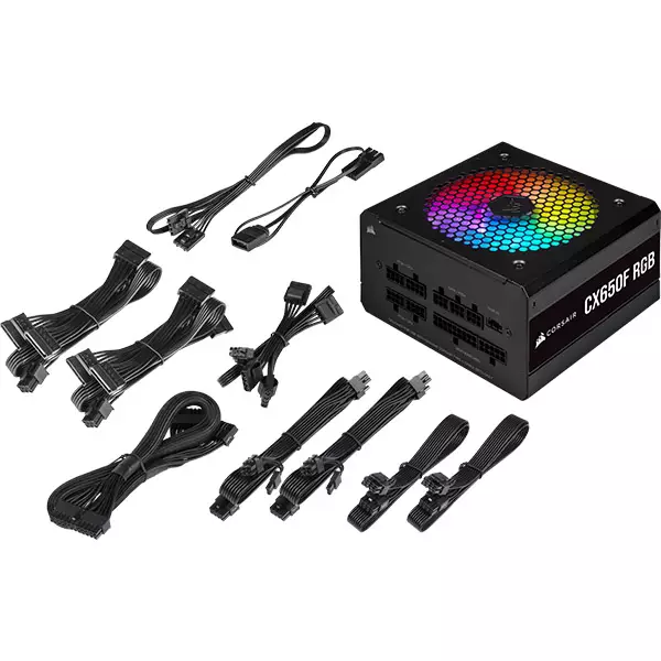 Corsair CX650F RGB 650 Watt 80 Plus Bronze Certified Fully Modular RGB Power Supply - 4