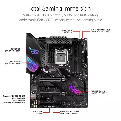 Asus ROG Strix Z490-E Gaming Wi-Fi Intel 10th Gen LGA 1200 ATX Motherboard - 1