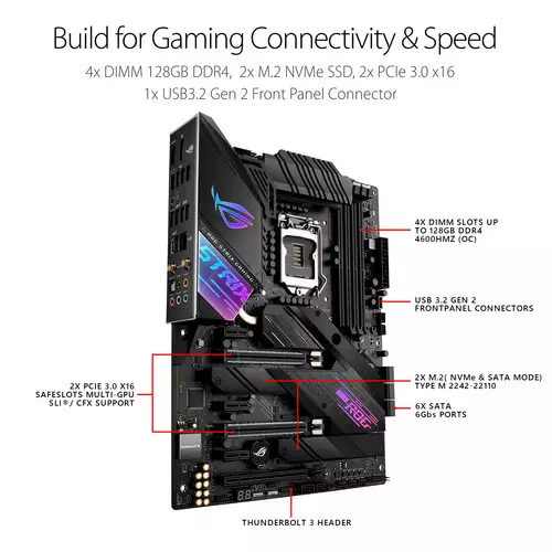 Asus ROG Strix Z490-E Gaming Wi-Fi Intel 10th Gen LGA 1200 ATX Motherboard - 3