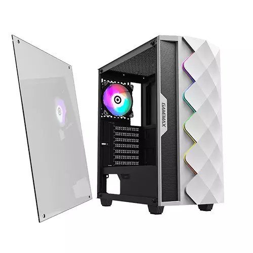 GameMax White Diamond Mid-Tower PC gaming case - 0