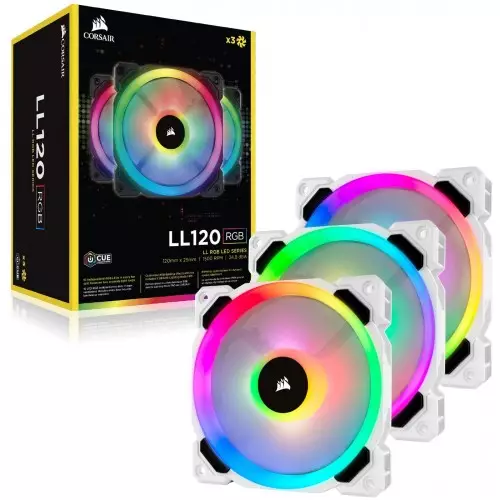 Corsair LL120 RGB 120mm Dual Light Loop Case Fan (White) - 1