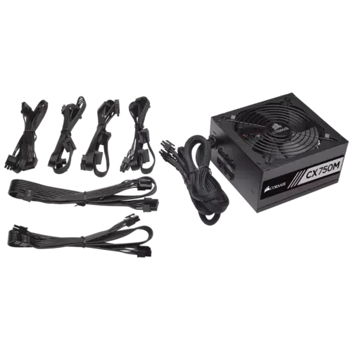 Corsair CX750M 750W 80 PLUS Bronze Certified Semi Modular ATX Power Supply - 3