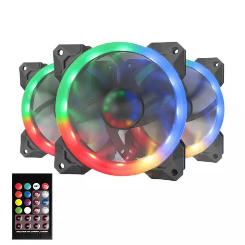 Redragon GC-F009 RGB 3 in 1 Case Cooling Fan with remote control - 1