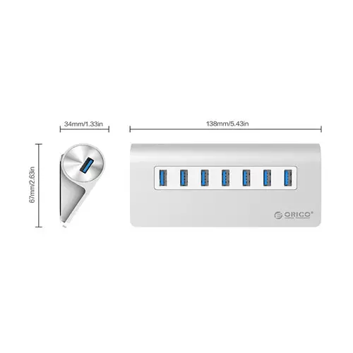 ORICO M3H7-V1 Aluminum Alloy 7 Port USB3.0 HUB - 0