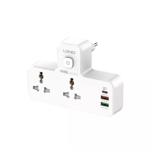 LDNIO SC2311 20W 2 Port with 2 USB and 1 USB-C PD & QC3.0 EU Charger Power Strip - 1