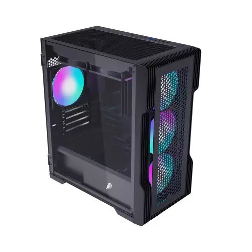 1stPlayer T3 Mesh m-ATX Gaming Case (Black) - 2