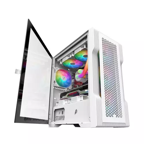 1stPlayer T3 Mesh m-ATX Gaming Case (White)-gallery-2