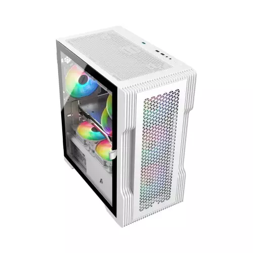 1stPlayer T3 Mesh m-ATX Gaming Case (White)-3