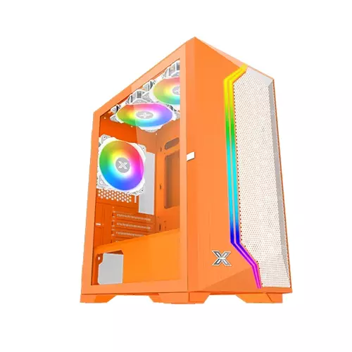 XIGMATEK GEMINI II ORANGE MESHED GRILL LED MATX CASE