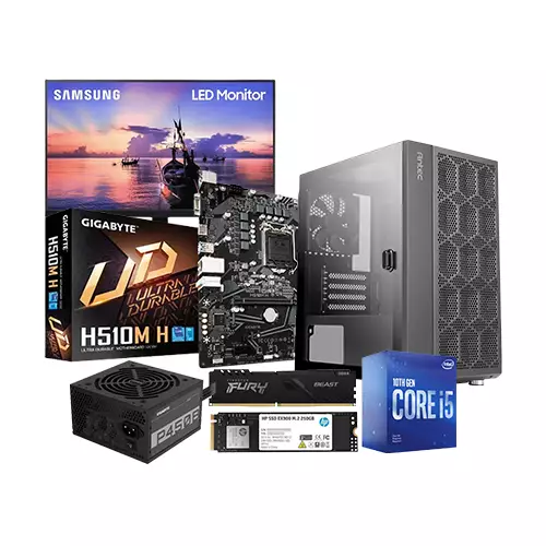 INTEL CORE I5-10400 GIGABYTE H510M H 8GB RAM 250GB SSD 22 INCH MONITOR BUDGET PC