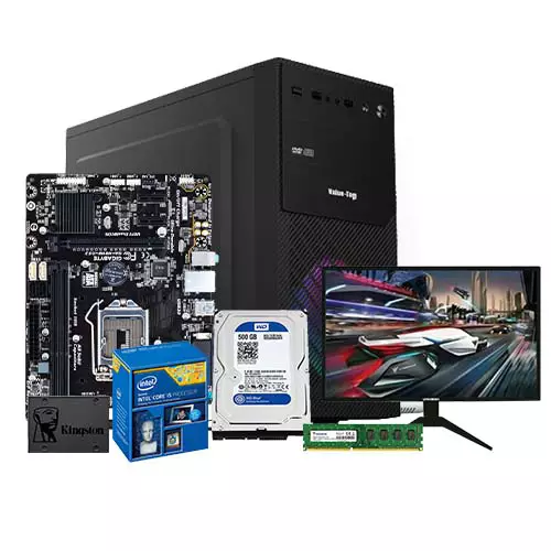 INTEL CORE I5 4TH GEN GIGABYTE GA-H81M-DS2 4GB RAM 500GB HDD 120GB SSD 19 INCH MONITOR CORPORATE PC