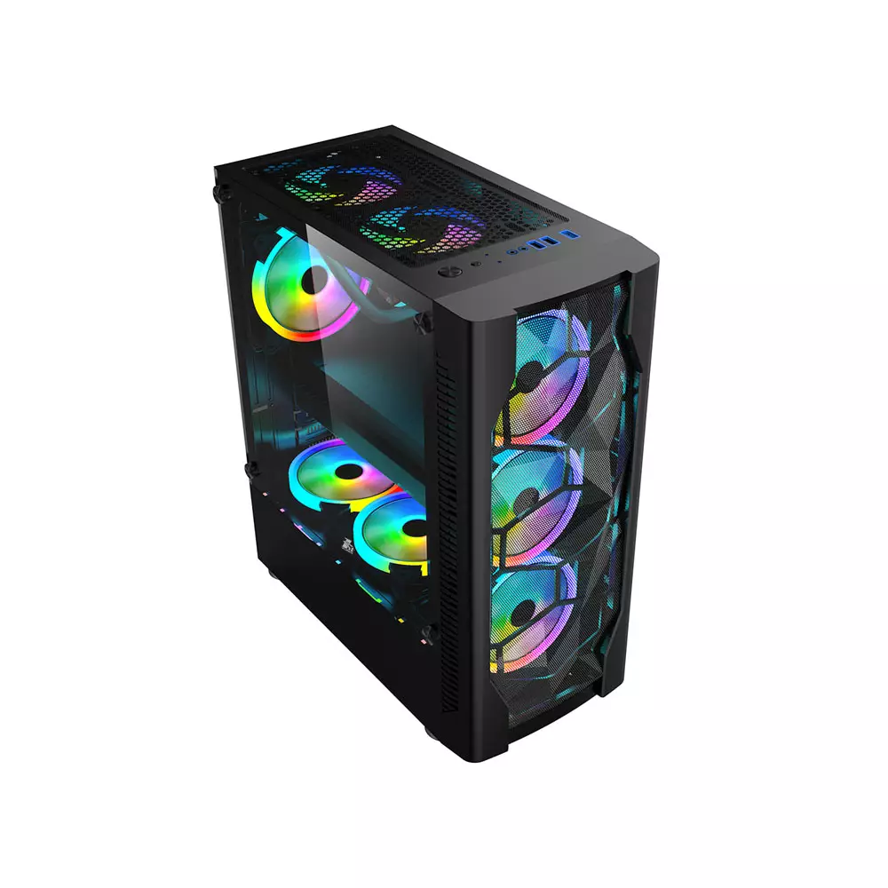 1ST PLAYER DK-D4 ATX GAMING CASE WITH 4 FANS (BLACK)-gallery-1