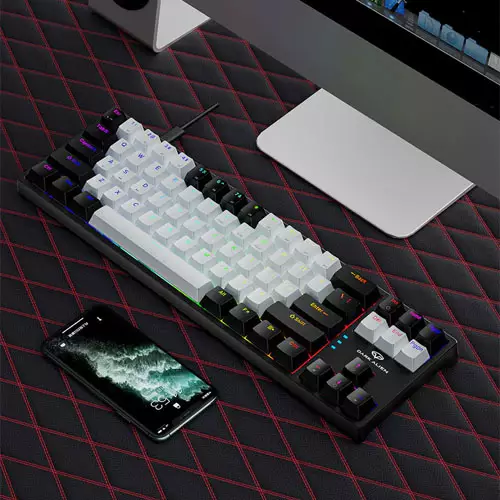 DARK ALIEN K710 HOT SWAPPABLE DETACHABLE WIRED KEYBOARD BLACK WHITE - 1