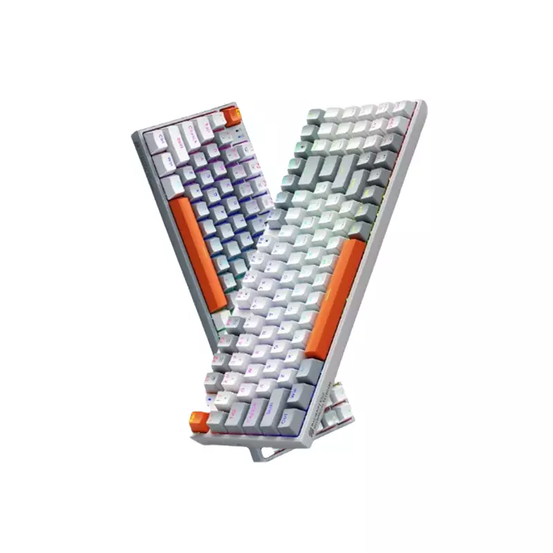 MACHENIKE K500-B94W TRI-MODE HOTSWAPPABLE PBT KEYCAP RGB WIRELESS GREY MECHANICAL KEYBOARD BLUE SWITCH - 1