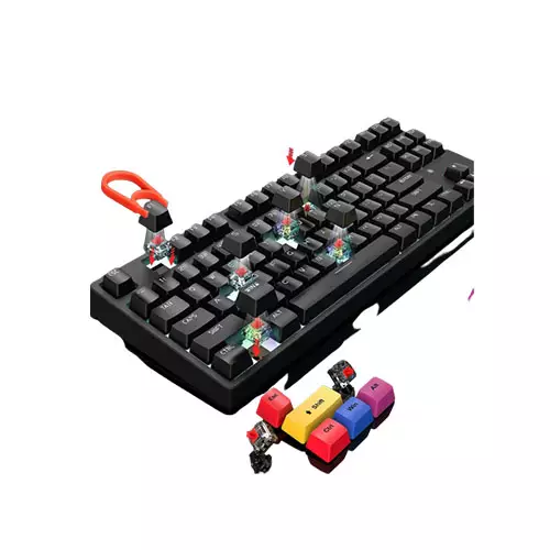HXSJ L600 87 KEYS TWO-COLOR INJECTION KEYCAP WHITE BACKLIGHT DETACHABLE TYPE-C CABLE MECHANICAL KEYBOARD RED SWITCHES-1