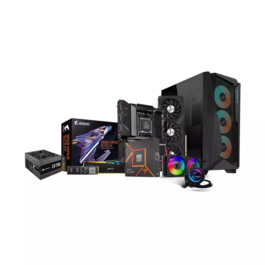 AMD RYZEN 7 GIGABYTE B650 AORUS 16GB RAM 512GB SSD DESKTOP PC WITH RTX 4060 8GB GRAPHICS