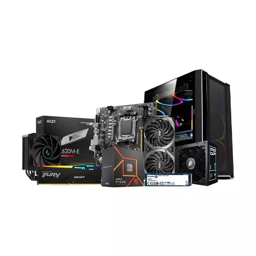 AMD RYZEN 5 7500F MSI PRO A620M-E MOTHERBOARD 16GB DDR5 RAM  500GB GEN4 SSD DESKTOP PC WITH MSI RTX 3060 12GB GRAPHICS