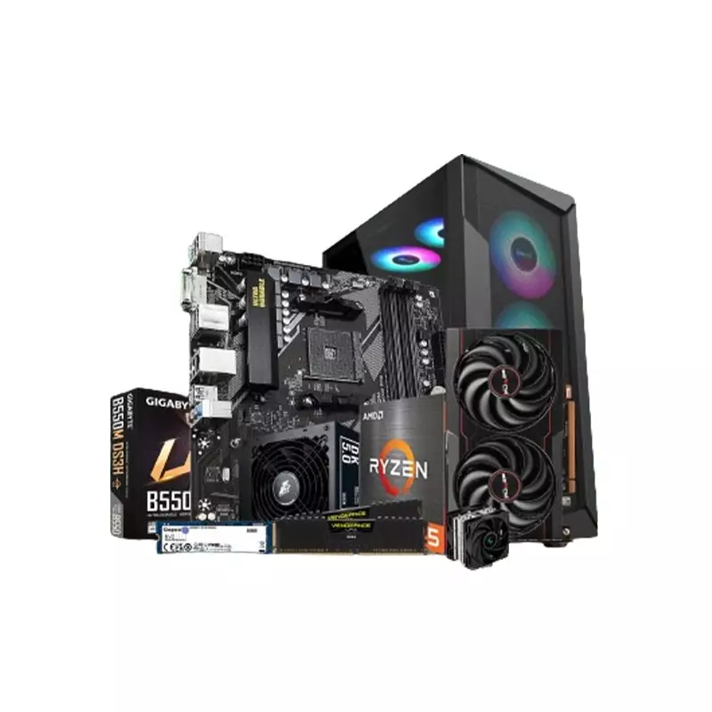 AMD RYZEN 5 5600 GIGABYTE B550M DS3H 8GB RAM 500GB SSD GAMING PC WITH RX 6600 8GB GRAPHIC