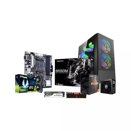 AMD Ryzen 5 5600 Biostar B550MX/E PRO Micro Motherboard 16GB RAM 512GB SSD Desktop PC with RTX 3050 8GB Graphics