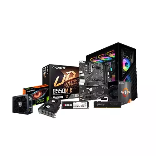 AMD RYZEN 5 5600 | GIGABYTE B550M-K | 16GB RAM | 512GB SSD Desktop with RTX 4060 8GB Graphics