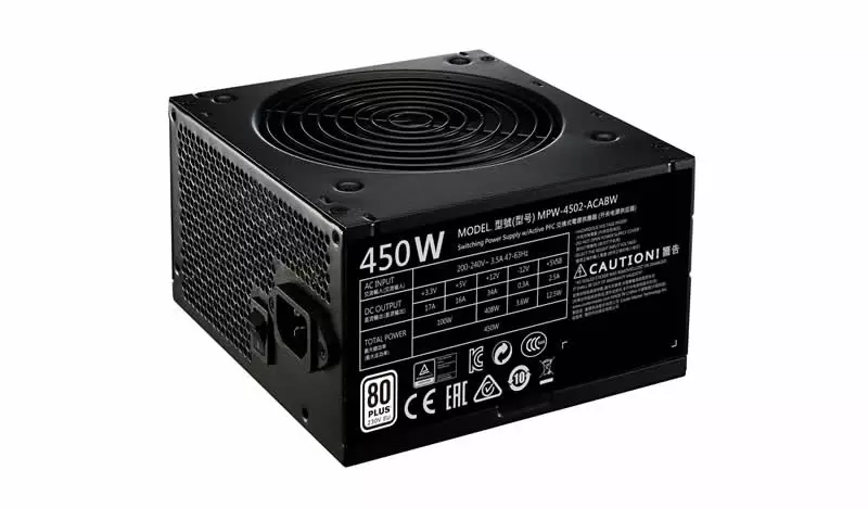 Cooler Master MWE 450 Watt 80 Plus White Certified Power Supply - 1