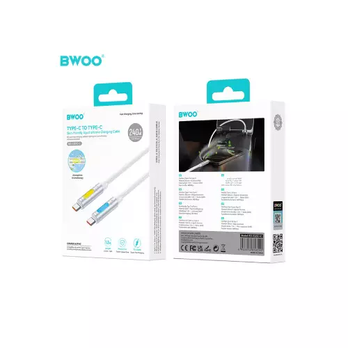 BWOO BO-X325C-C USB-C to USB-C RGB 240W 1.2M Aromatherapy Charging Cable-gallery-1