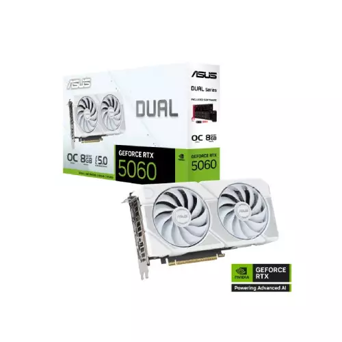 ASUS Dual GeForce RTX 5060 White OC Edition 8GB GDDR7 Graphics Card