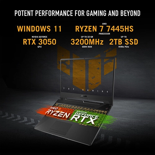 ASUS TUF Gaming A15 FA506NCG Ryzen 7 7445HS 8GB RAM 512GB SSD RTX 3050 Graphics 15.6 Inch FHD Laptop - 6