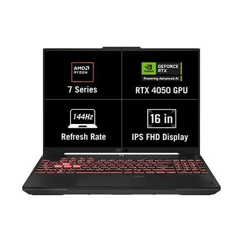 ASUS TUF Gaming A16 FA607NUQ-RL024W Ryzen 7-170 16GB RAM 512 GB SSD RTX 4050 16-inch FHD Gaming Laptop