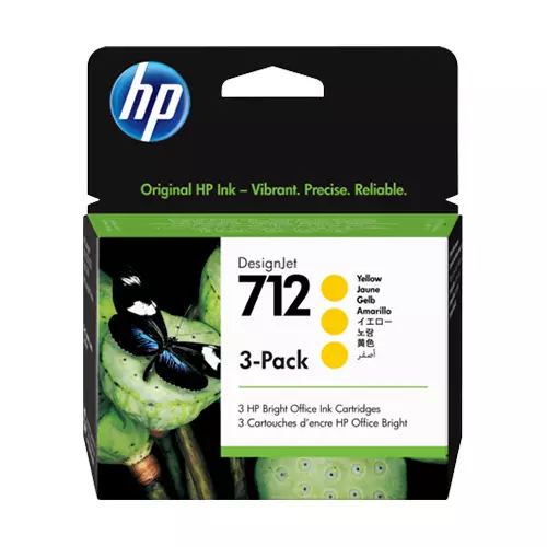 HP 712 DesignJet Yellow Ink Cartridge 3-Pack