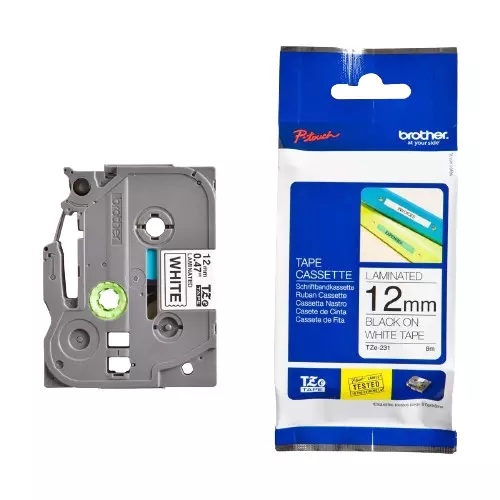 Brother TZE-231 ( 12mm X 8M) Black on White Tape Cartridge