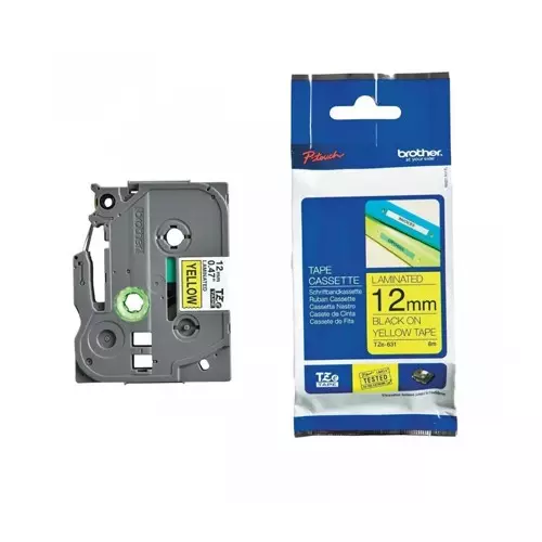 Brother TZE-631 (12mm x 8M) Black on Yellow Tape Cartridge