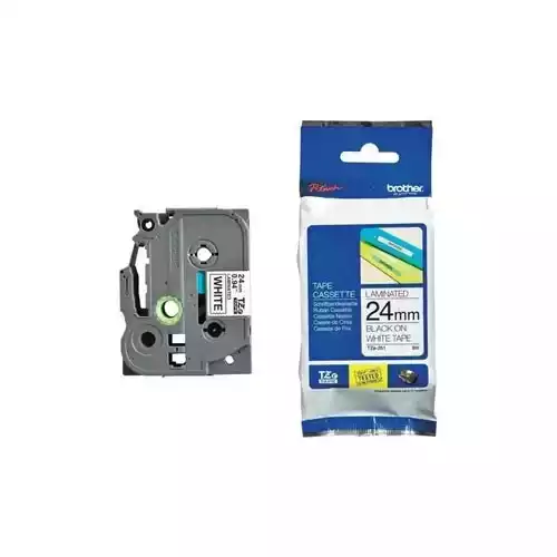Brother Tze-251(24mm x 8mm) Black on White Tape Cartridge for PT-P900W