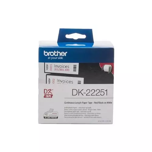 Brother Genuine DK-22251 Black and Red on White 62mm Label Roll - 1