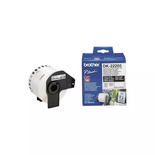 Brother DK-22205 (62mm x 30.4mm) Black on White Ribbon