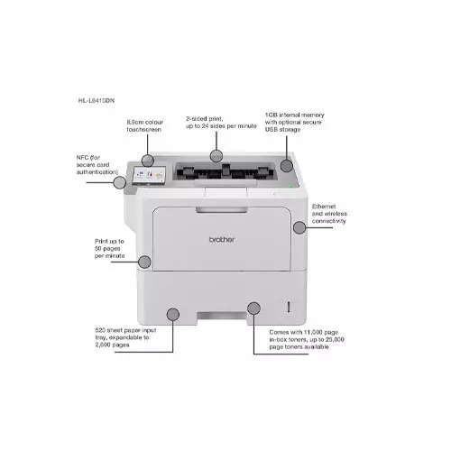 Brother HL-L6410DN Single Function Mono Laser Printer - 3