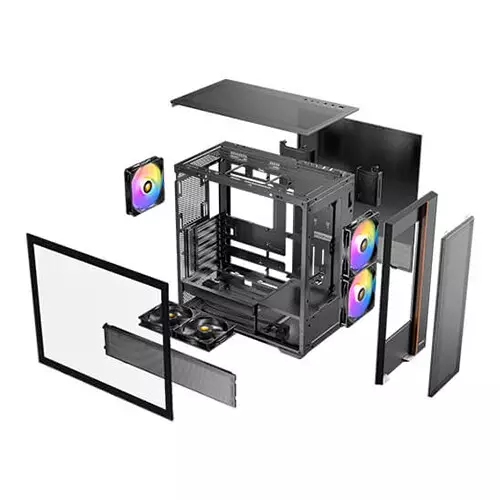 Antec FLUX REAR Pre-Install 5 ARGB Fans Mid Tower ATX Gaming Casing - 4