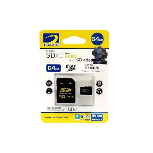 TwinMOS 64GB MicroSDXC Class-10 UHS-I Memory Card - 1