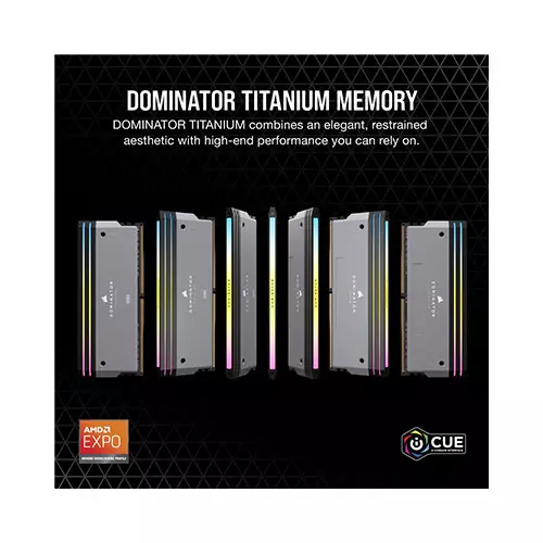 Corsair DOMINATOR TITANIUM RGB 64GB (2X32GB) DDR5 DRAM 6000mhz Cl30 AMD XMP Desktop RAM (Grey) - 3