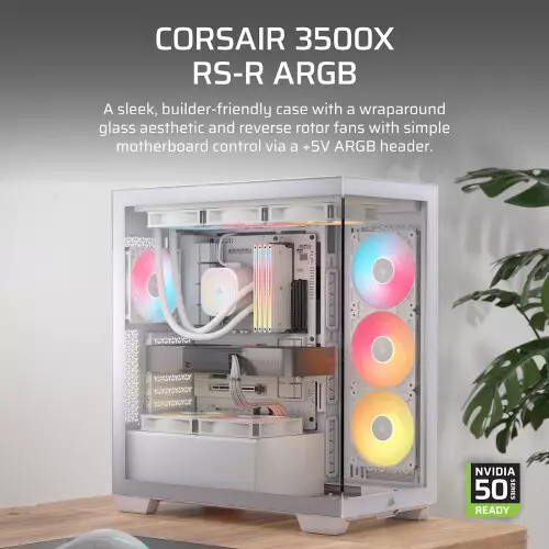 CORSAIR 3500X RS-R ARGB Mid-Tower Gaming Case (White)-gallery-1