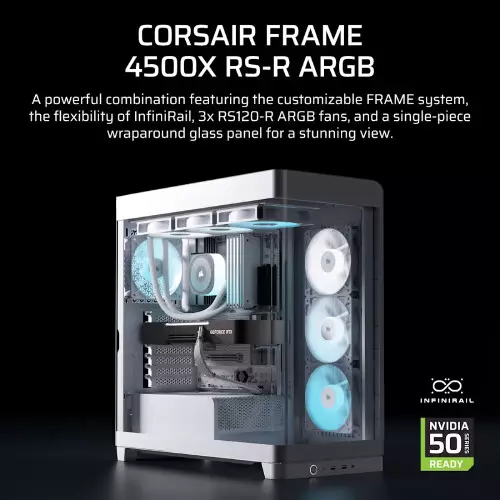 CORSAIR FRAME 4500X RS-R ARGB Panoramic Glass Mid-Tower Desktop Case (White)-gallery-2