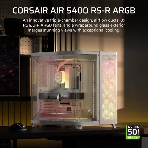 CORSAIR AIR 5400 RS-R ARGB Tempered Glass Mid-Tower Desktop Case (White)-gallery-4