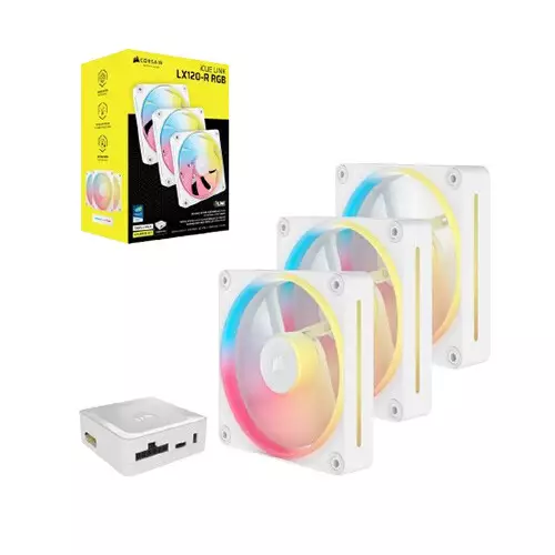 Corsair iCUE LINK LX120-R RGB 120mm PWM Reverse Fans Starter Kit (White)-gallery-1