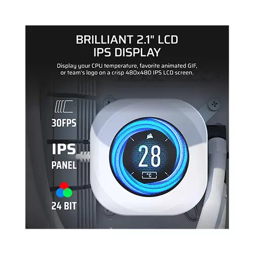 CORSAIR Nautilus 240 RS LCD AIO Liquid CPU Cooler (White)-gallery-1
